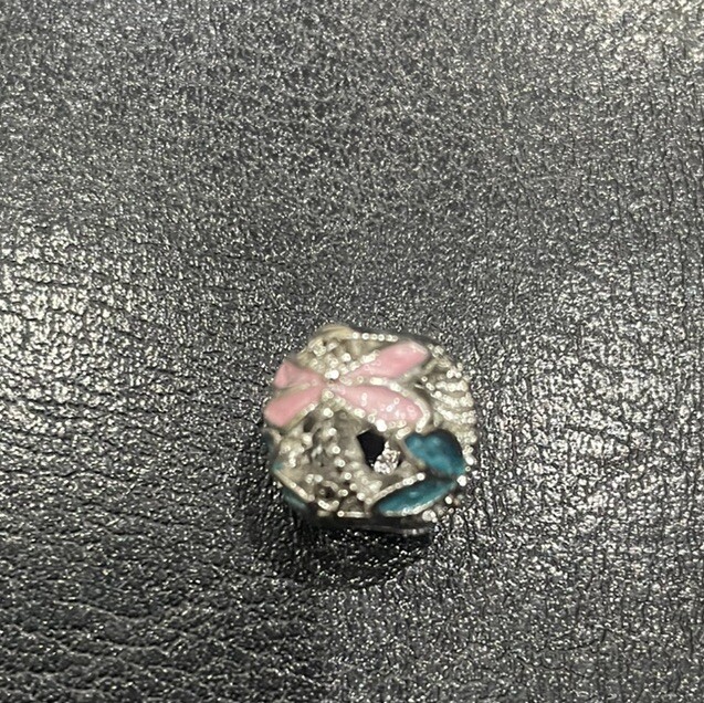 Turquoise Pink Enamel Pandora-Style Alloy Charm Free P&P Mothers Day Gift-image