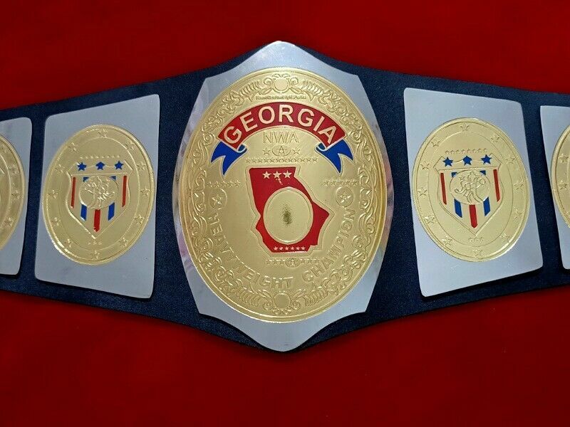 NWA Georgia Heavyweight Championship Belt Adul Size 2mm Plates Real Leather