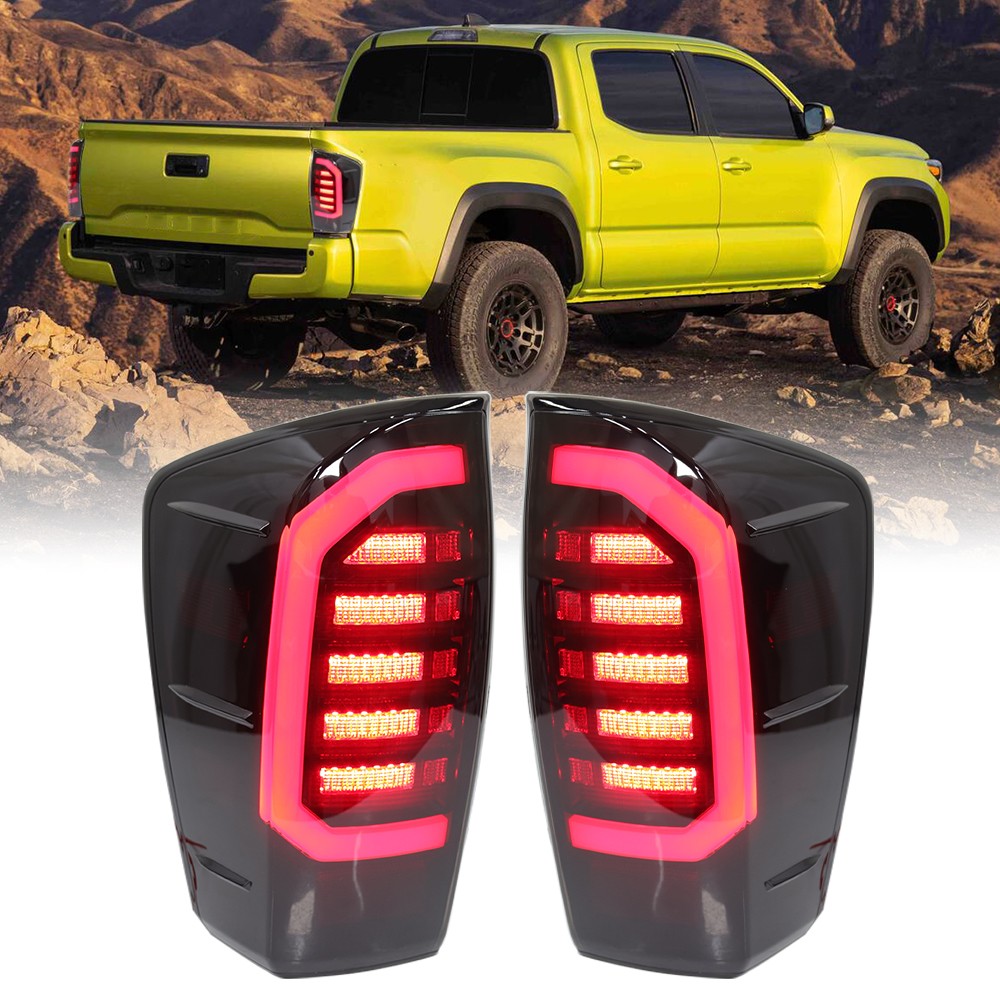 LED Tail Lights For 2016-2022 2023 Toyota Tacoma Brake Rear Lamps Smoked Pair