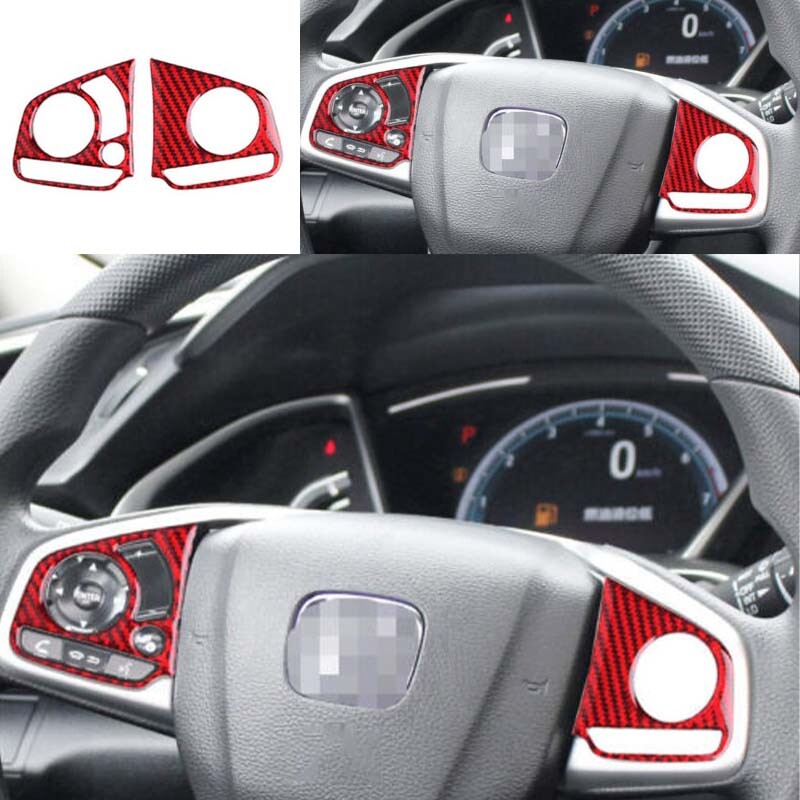 Carbon Fiber Steering Wheel Switch Cover for 2016-2020 Honda Civic 10th Gen