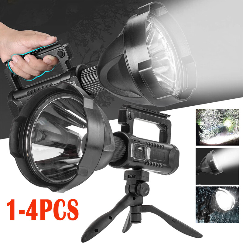 1-4PCS Super Bright Handheld Hunting Flashlight Rechargeable Spotlight 9000000LM