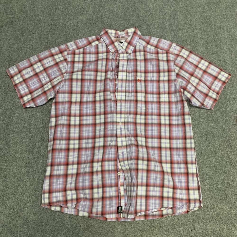 Ariat Pro Series Mens Short Sleeve Button Up Work Shirt Size Large Sz L