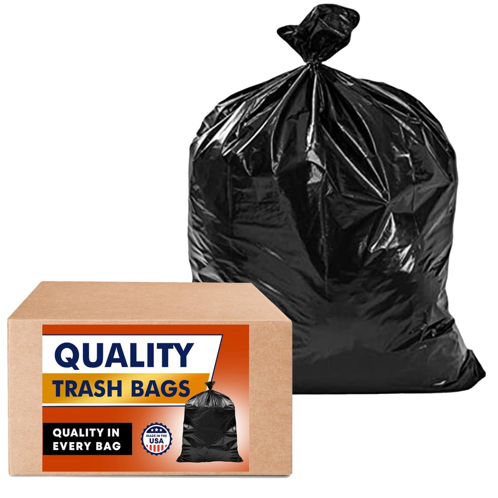 55 Gallon Trash Bags Heavy Duty, (Value-Pack 50 Bags w/Ties) 55-60 Gallon Tra...