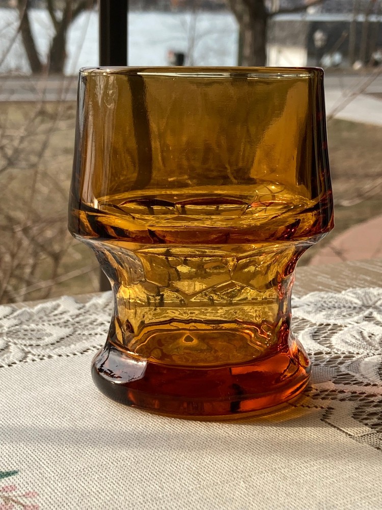 Libbey Georgian Honeycomb Amber Glass Tumbler 3