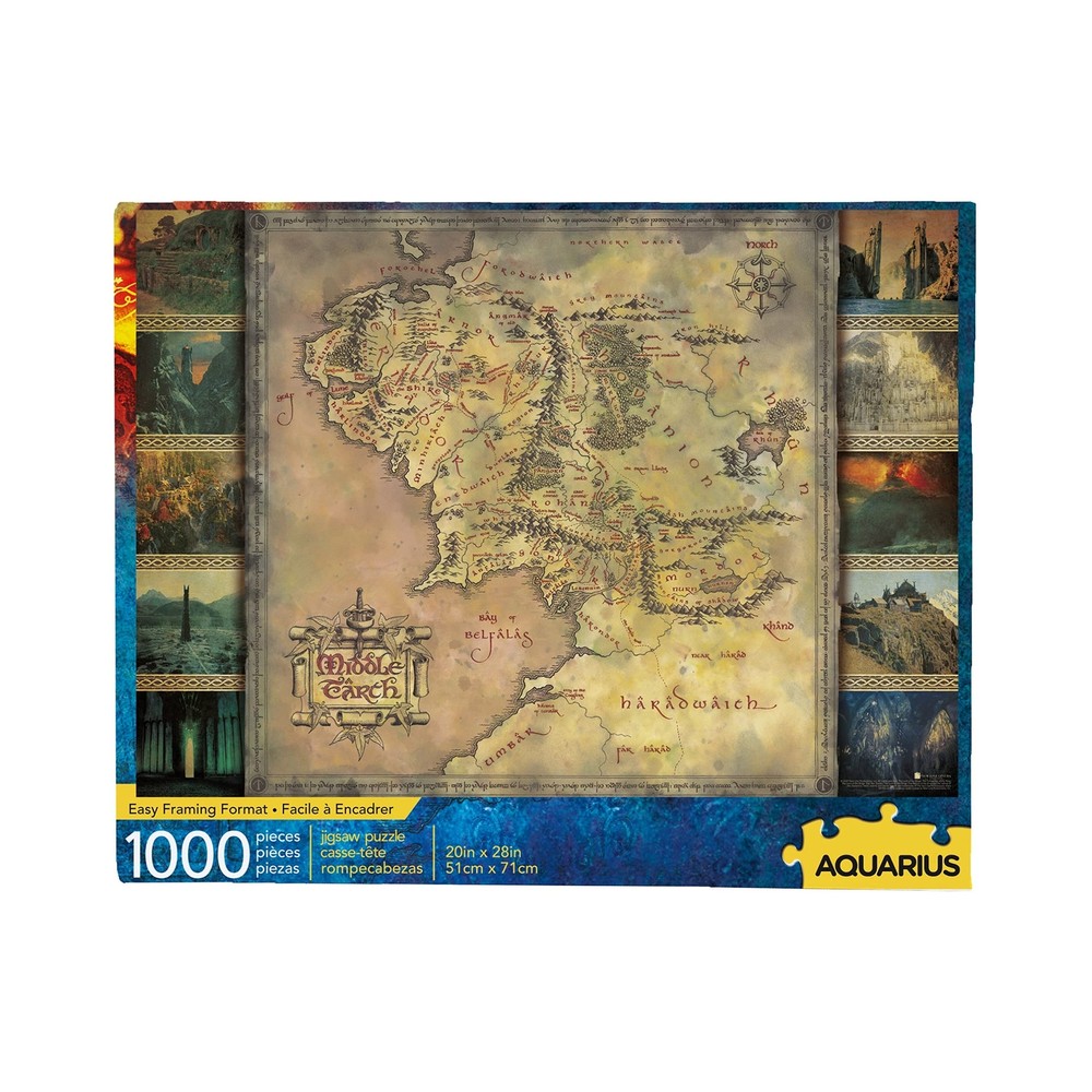 AQUARIUS 1000-Piece Lord of the Rings Map Jigsaw Puzzle Glare Free Middle Earth Adventure  