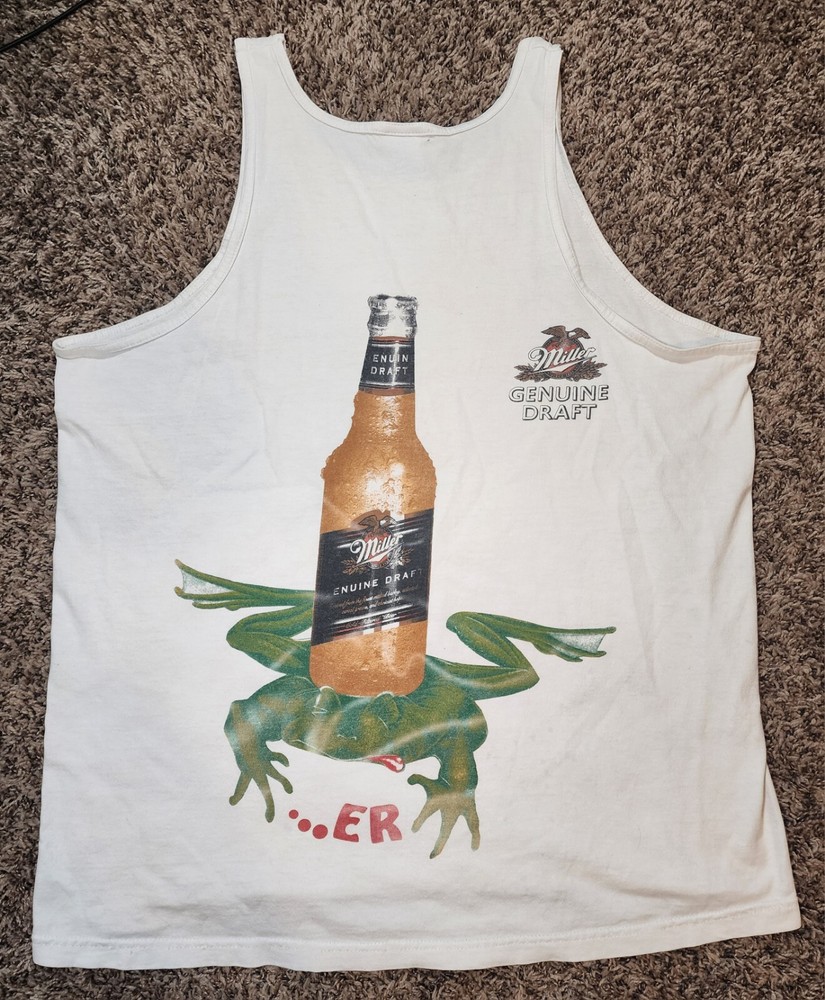 Vintage Miller Lite Budweiser Frog Tank Top Shirt Mens Sz XL RARE Graphic
