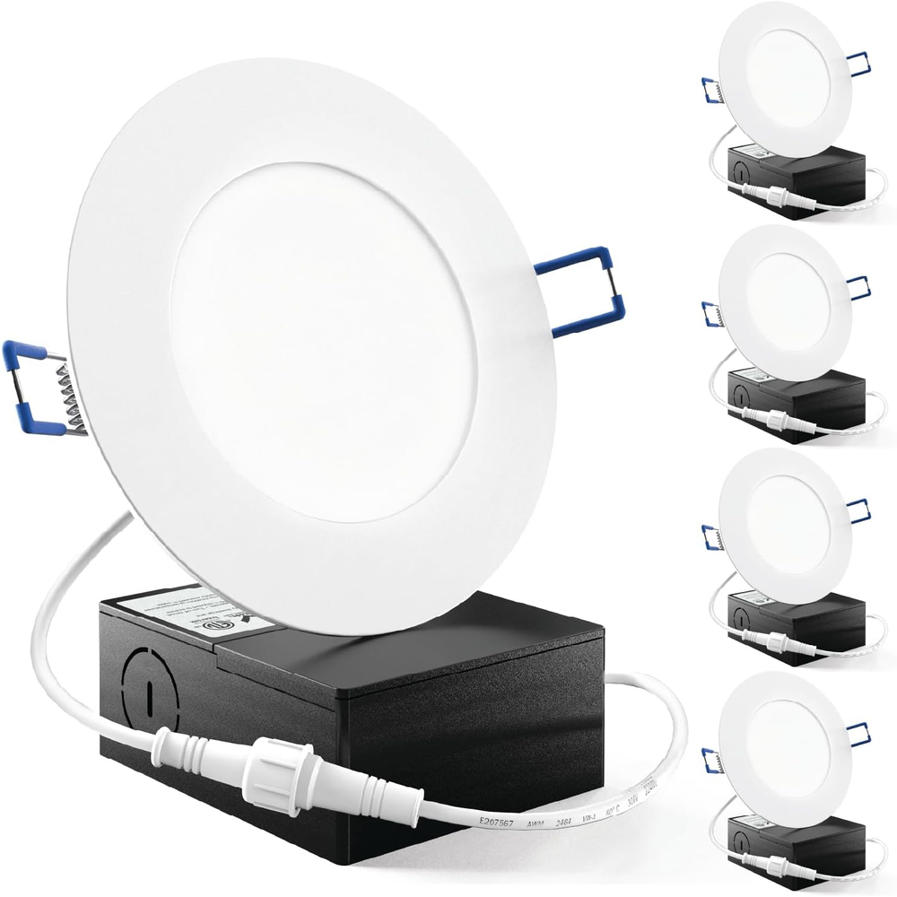 4 Inch Ultra Thin LED Recessed Ceiling Lights Slim, 5000K Daylight, Dimmable, 10