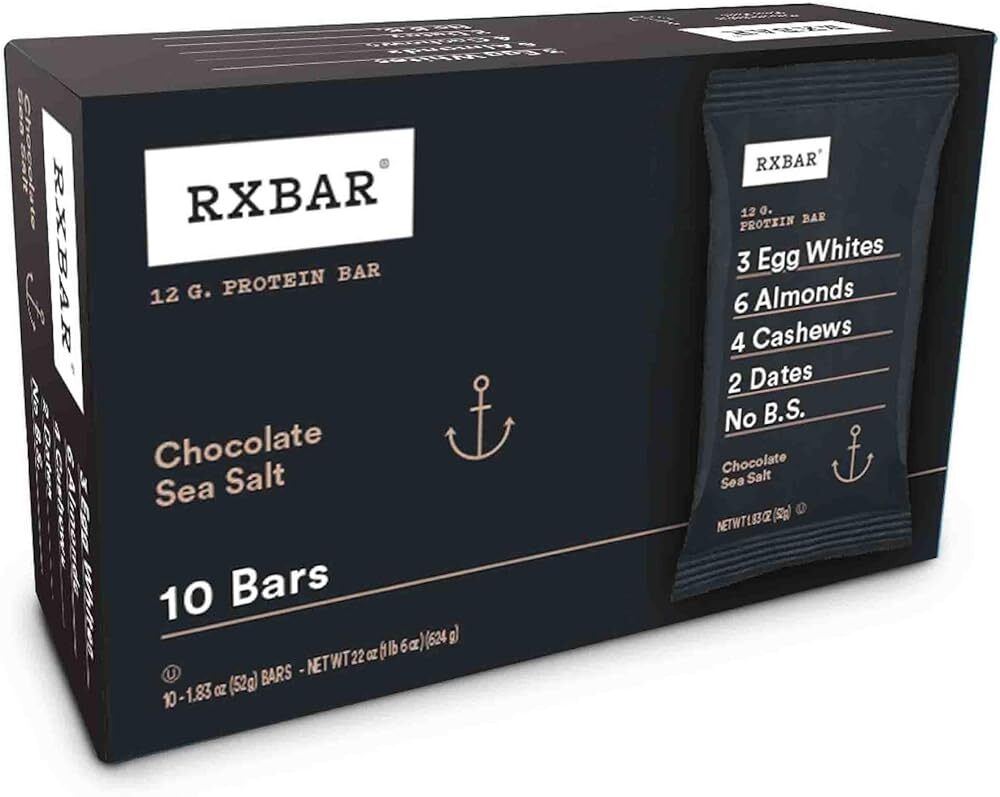 RXBAR Protein Bars, Protein Snack, Snack Bars, Chocolate Sea Salt, 18.3oz Box...