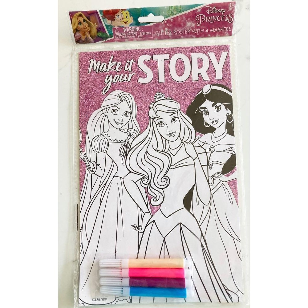 Disney Princess Make it your Story Glitter Poster with 4 Markers Birthday Party