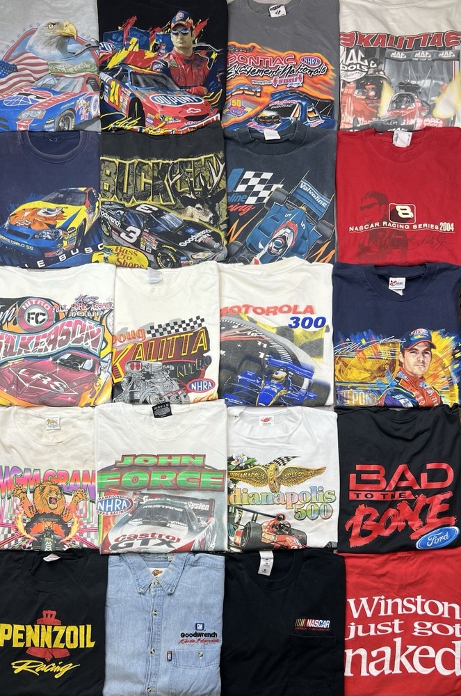 Vintage NASCAR Racing Lot Of 20 Shirts Indycar F1 Drag Racing 90s 2000s Mix Szs
