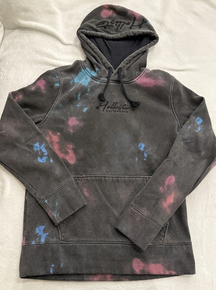 Hollister Mens Black Tie Dye Hoodie Size SM Multicolor MUST-HAVE Collection
