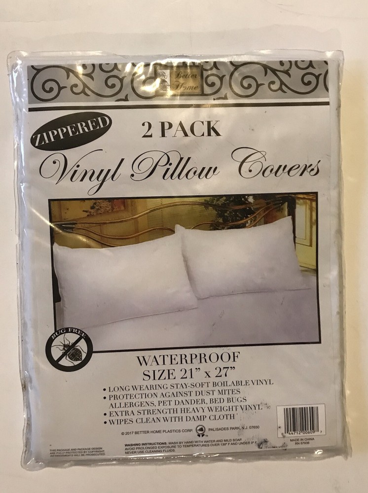 Better Homes Set Of 2 Vinyl Pillowcases Zippered Size 21 X 27 In. New