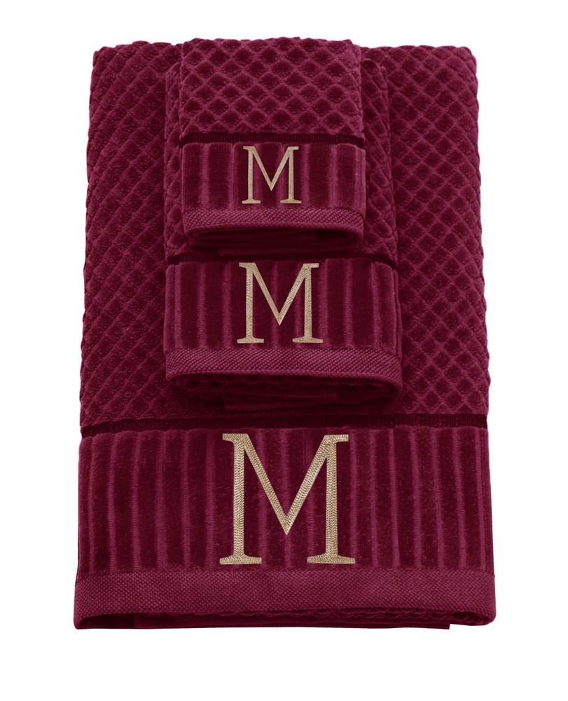 Monogrammed 3-Piece Plush Cotton Towel Set 550 GSM Jacquard Design