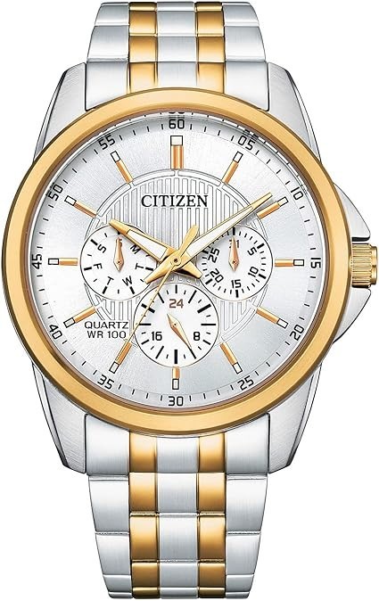 Citizen Men's 42mm Watch Quartz Silver Dial Two Tone Bracelet AG8346-51A