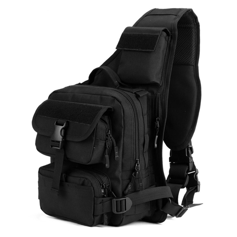 Tactical MOLLE Sling Pack Chest Backpack with Shoulder Strap in Black