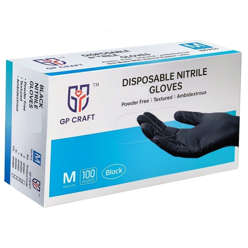 100pcs Black Nitrile 5MIL Latex-Free Disposable Gloves for Cleaning and Protection
