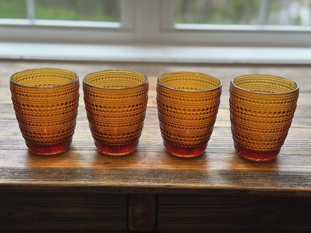 Jupiter Amber Beaded Drinking Glasses 8 oz - Set of 4