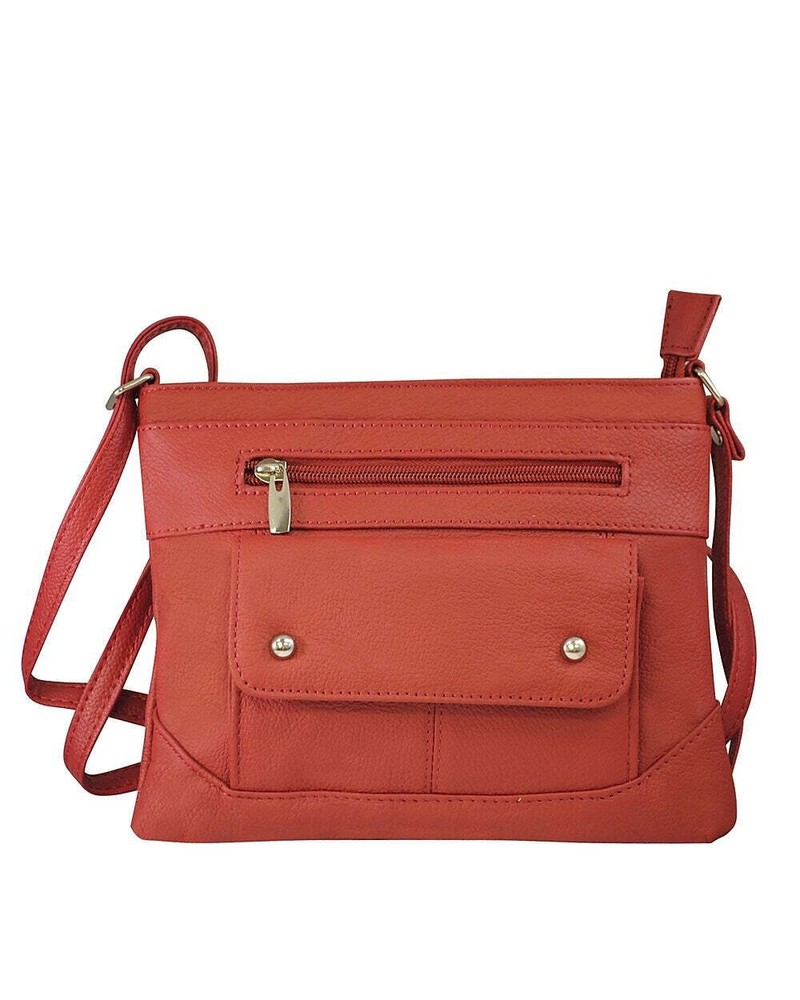 Genuine Cowhide Leather Studded Women Crossbody Bag with Pocket