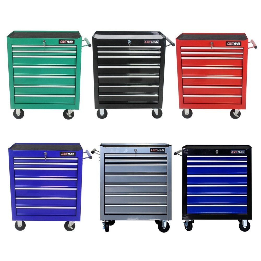7-Drawer Mobile Tool Storage Cabinet with Wheels for Garage or Workshop