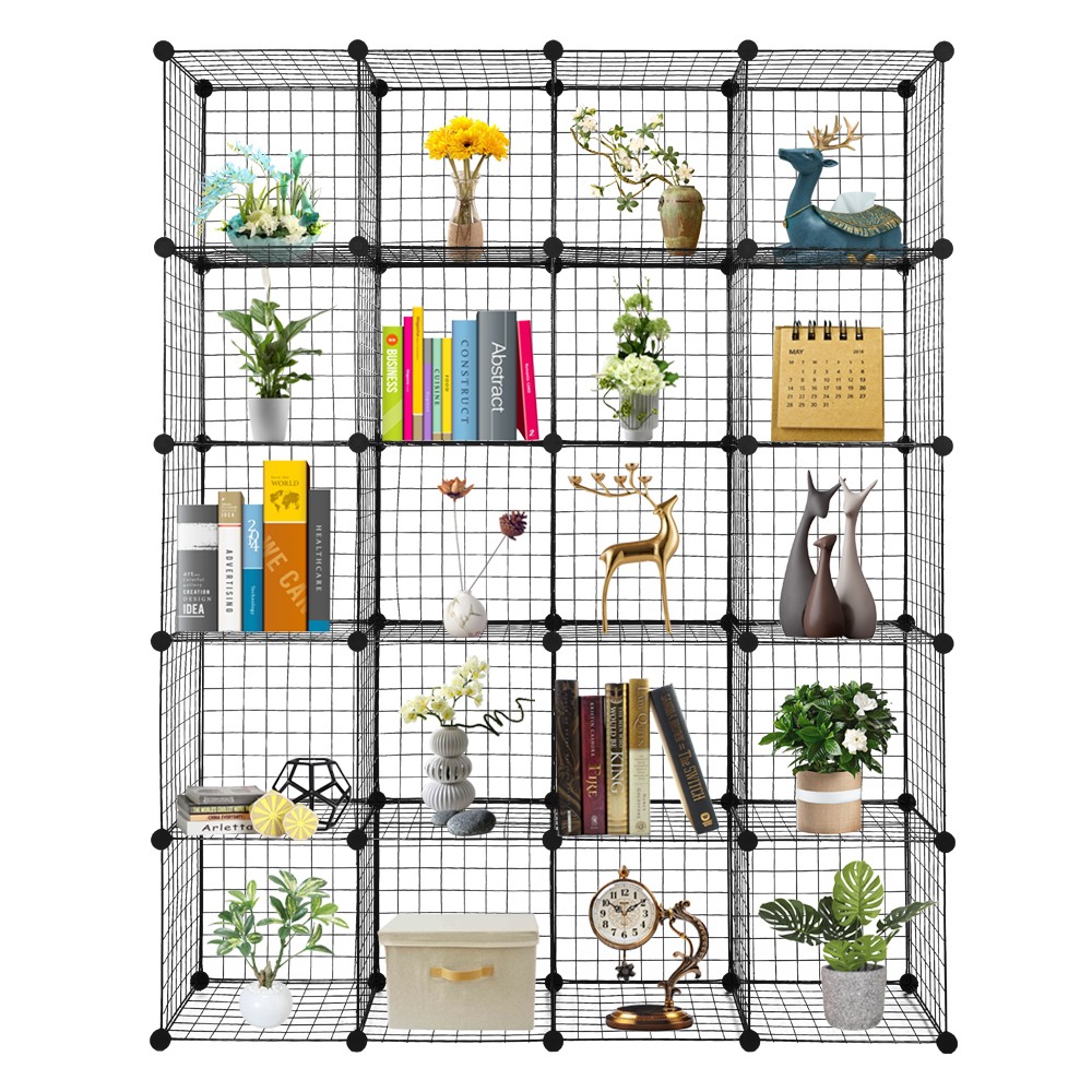 Heavy Duty 20-Cube Wire Organizer Shelf for Wardrobe Books DIY Storage