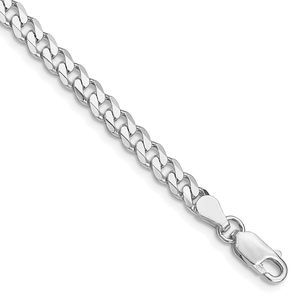 Sterling Silver Rhodium Plated 4.5mm Curb Chain Bracelet 7 Inch 6.77 Grams