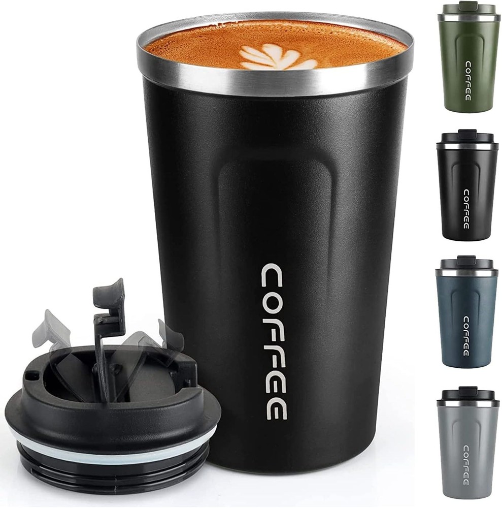 Coffee Mug 12oz - Insulated Travel Mug Spill Proof with Leakproof Lid Vacuum Sta