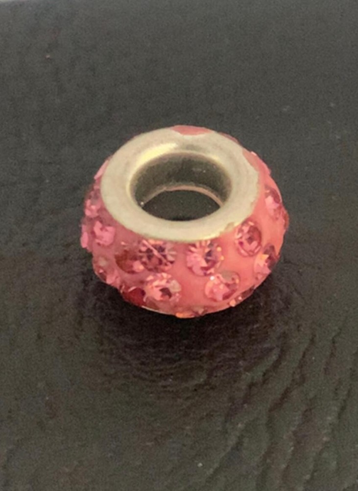 Mothers Day Pink Crystal Pandora-Style Alloy Spacer Bead Charm-image