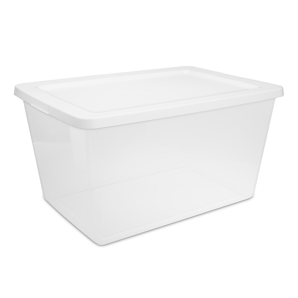 58Qt Clear Plastic Storage Bin with Snap-On Lid - Durable & Stackable  
