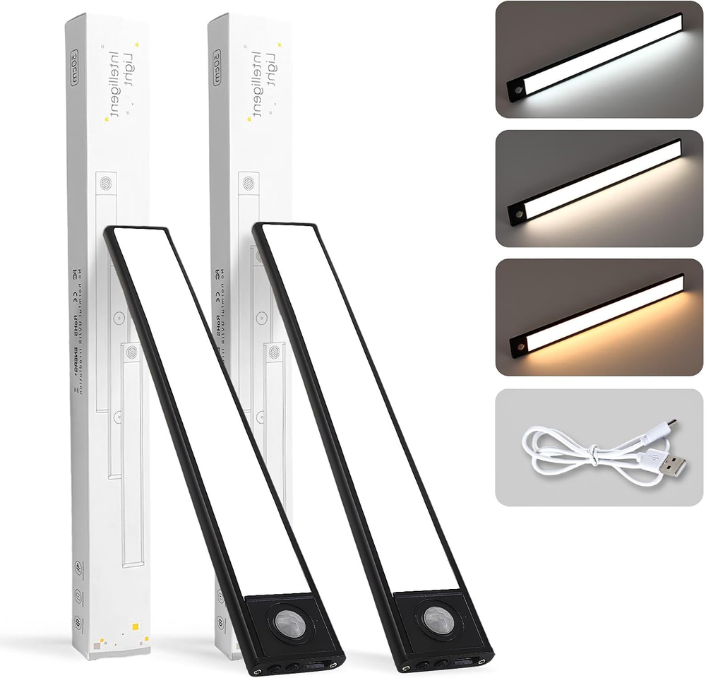 16-inch USB Rechargeable LED Motion Sensor Under Cabinet Lighting for Indoors
