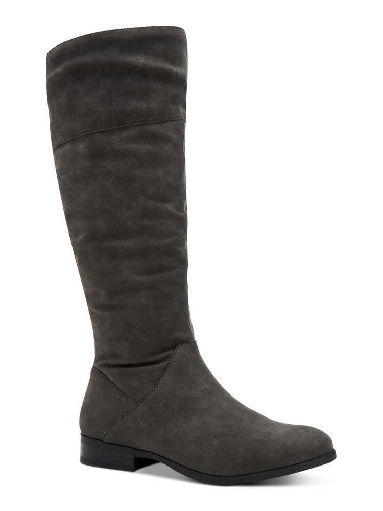 STYLE & COMPANY Womens Gray Padded Kelimae Round Toe Block Heel Zip-Up Riding