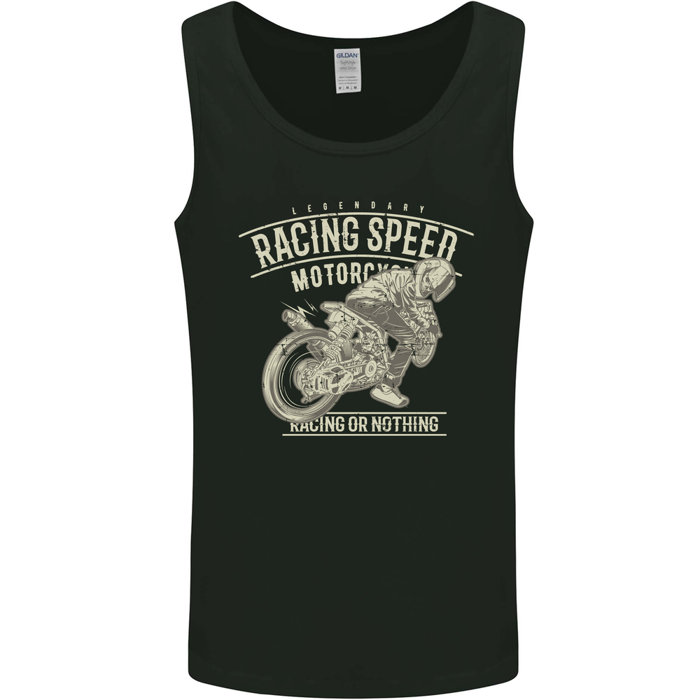 Motorcycle Racing Biker Skull Motorbike Mens Vest Tank Top