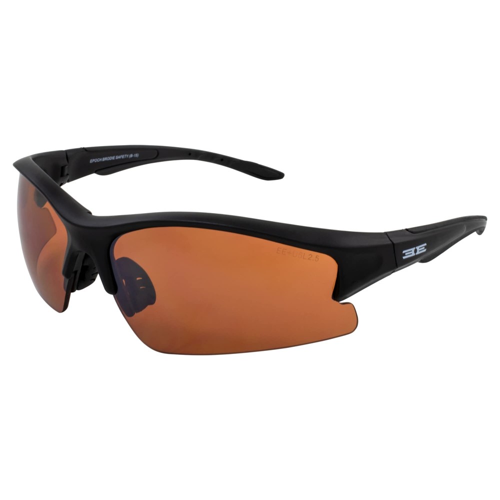 Brodie Sport Golf Safety Sunglasses for Men or Women Black Frame w/Amber Lens
