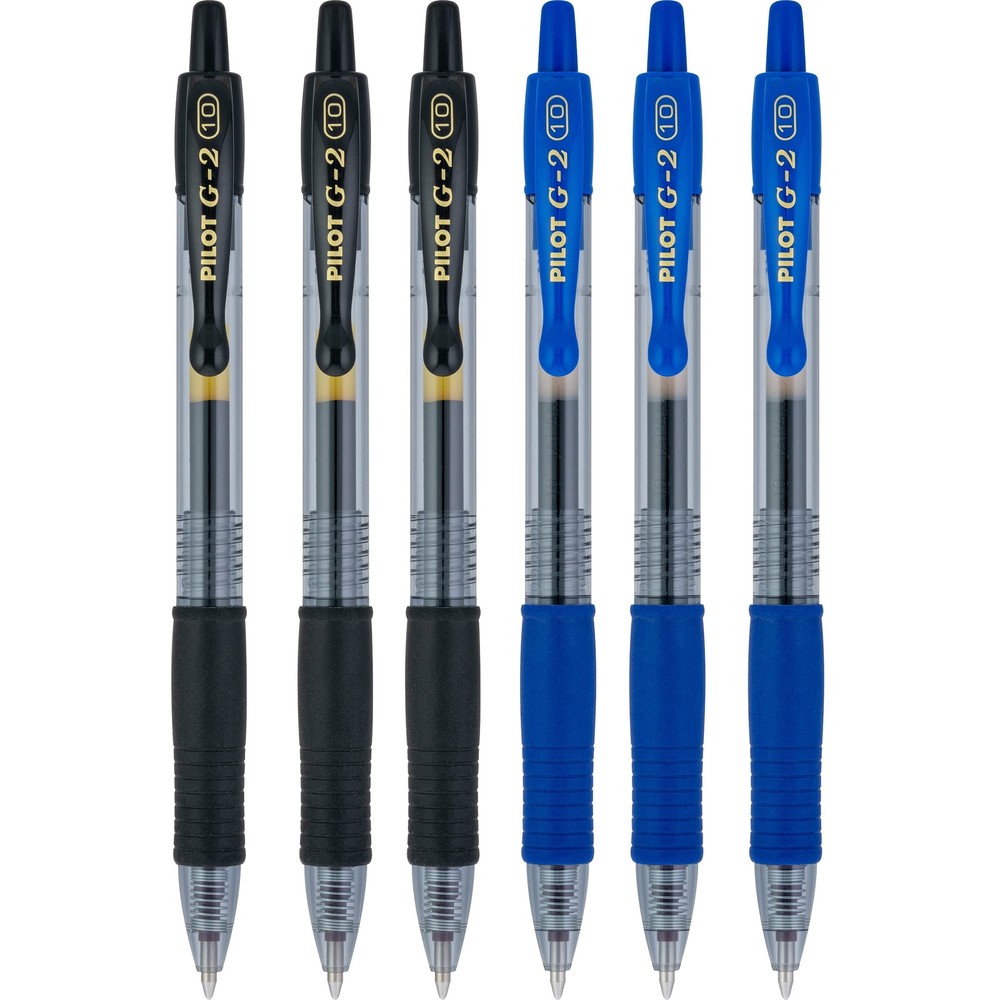 Pilot G2 pens retractable Gel Roller ballpoint Bold pt 1.0 Black & Blue Bundl...