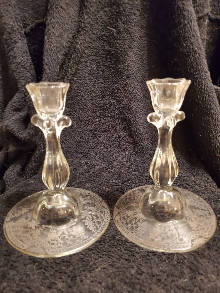 Vintage Elegant DEP Era Candlesticks with Silver Overlay Clearance Sale Was 38-image