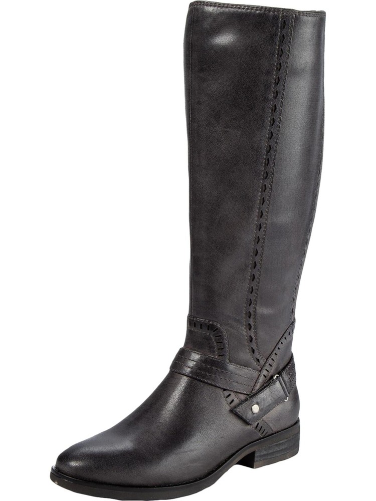 BARETRAPS Womens Gray Panel Wide Calf Abram Almond Block Heel Riding Boot 5 M WC