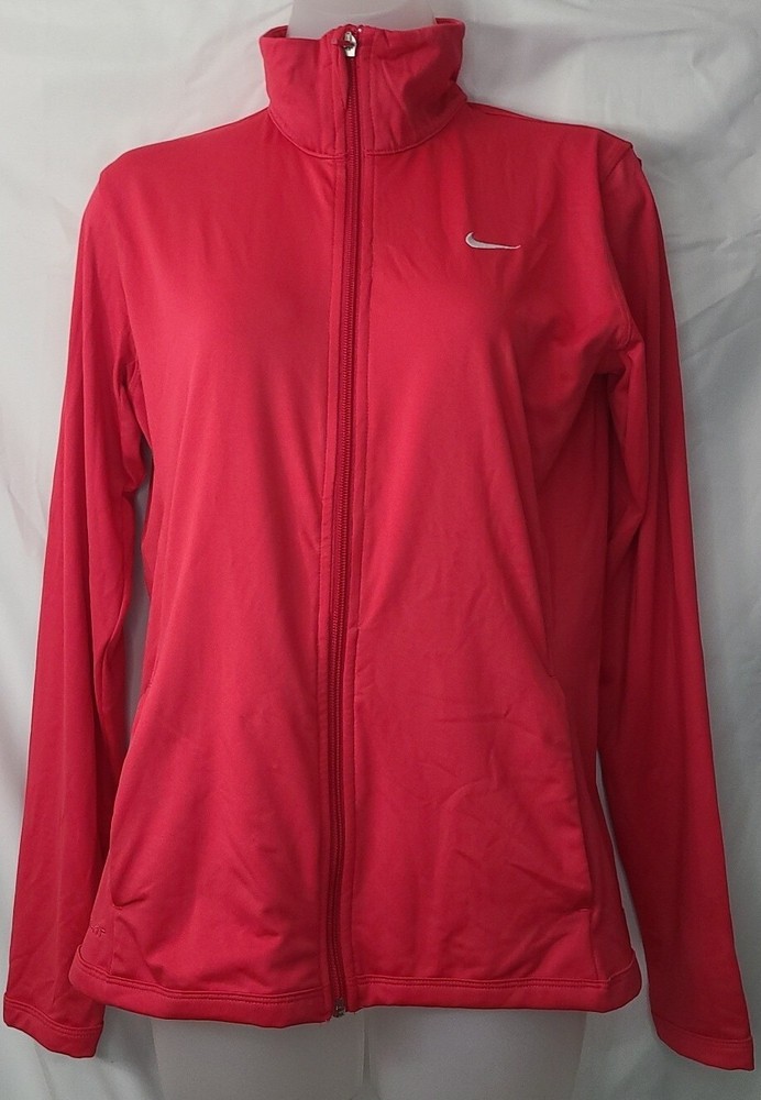 Nike Women's Fit-Dry Dri-Fit Dark Pink Athletic Full Zip Jacket Size Medium