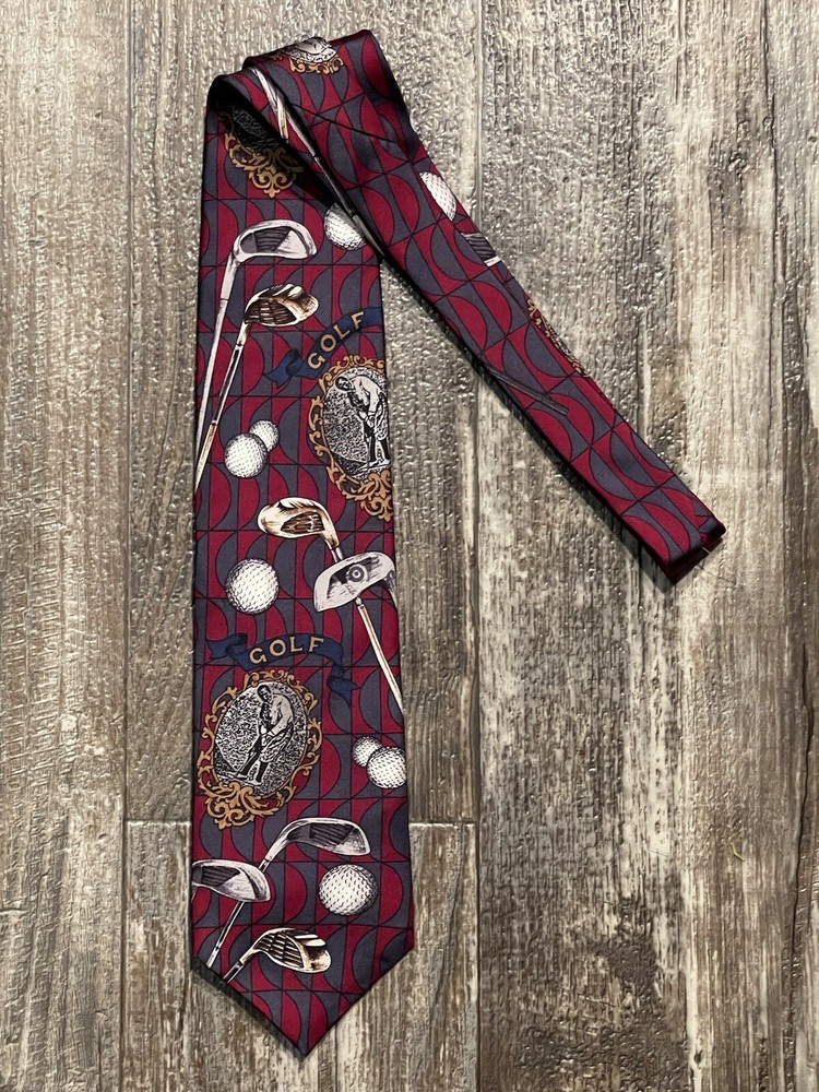 Golf Neck Tie American Sports Classics Clubs Balls Par Birdie Putt Vintage