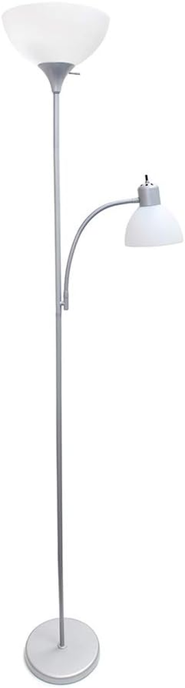 LF2000-SLV Silver Mother-Daughter Floor Lamp with Adjustable Reading Light