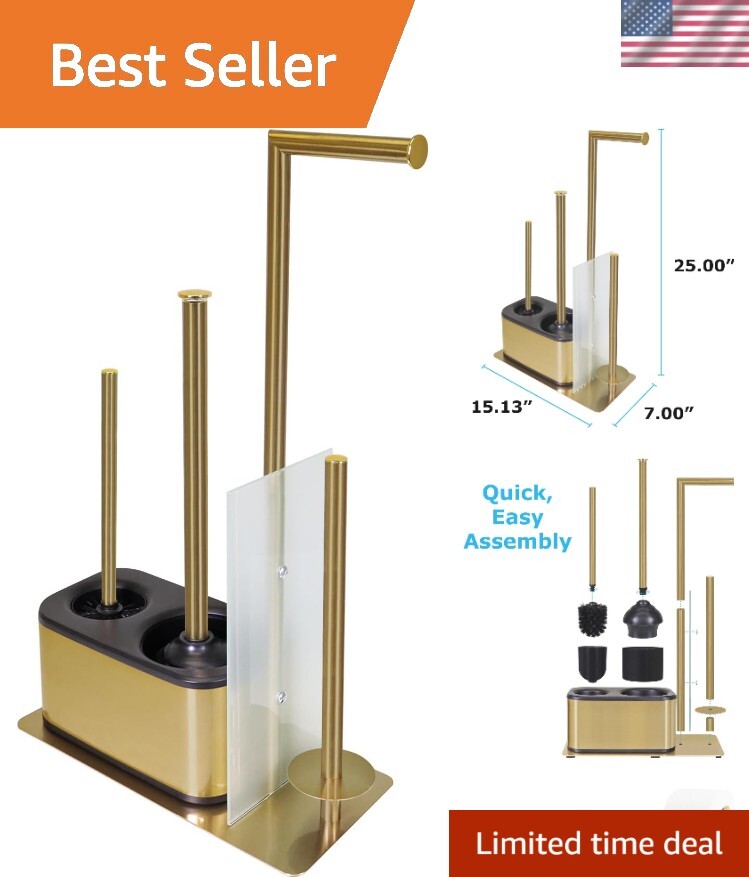 Modern Bath Set for Bathroom Organization, All in One Toilet Brush, Toilet Pl...