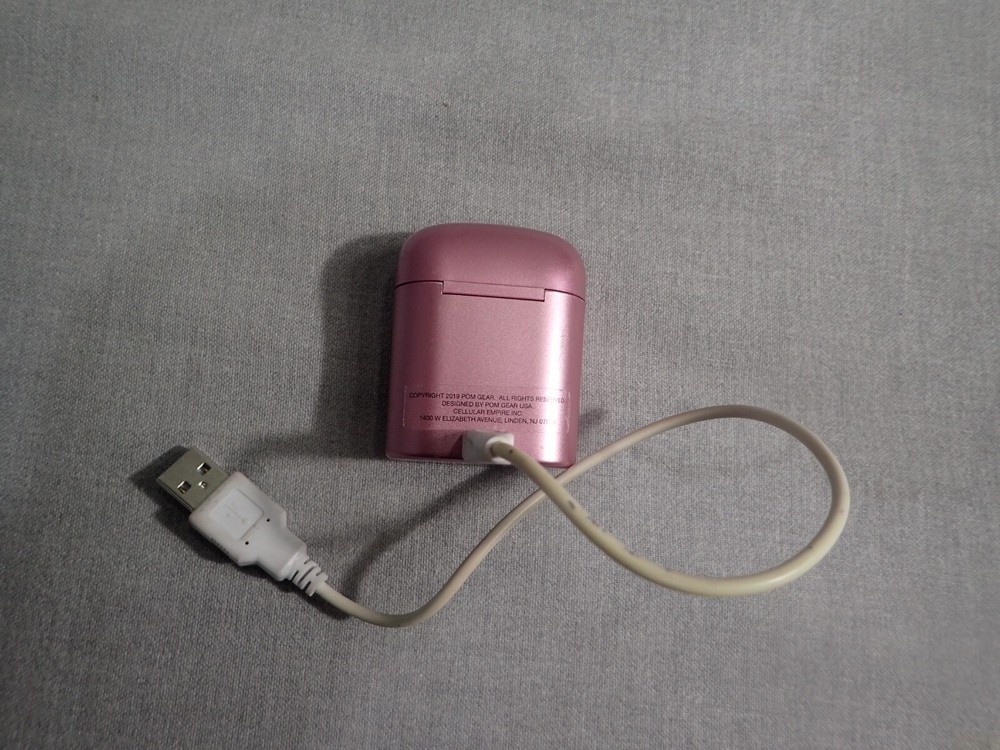 Pom Gear Metallic Pink Wireless Earbuds with Charging Case Untested for Parts or Repair  