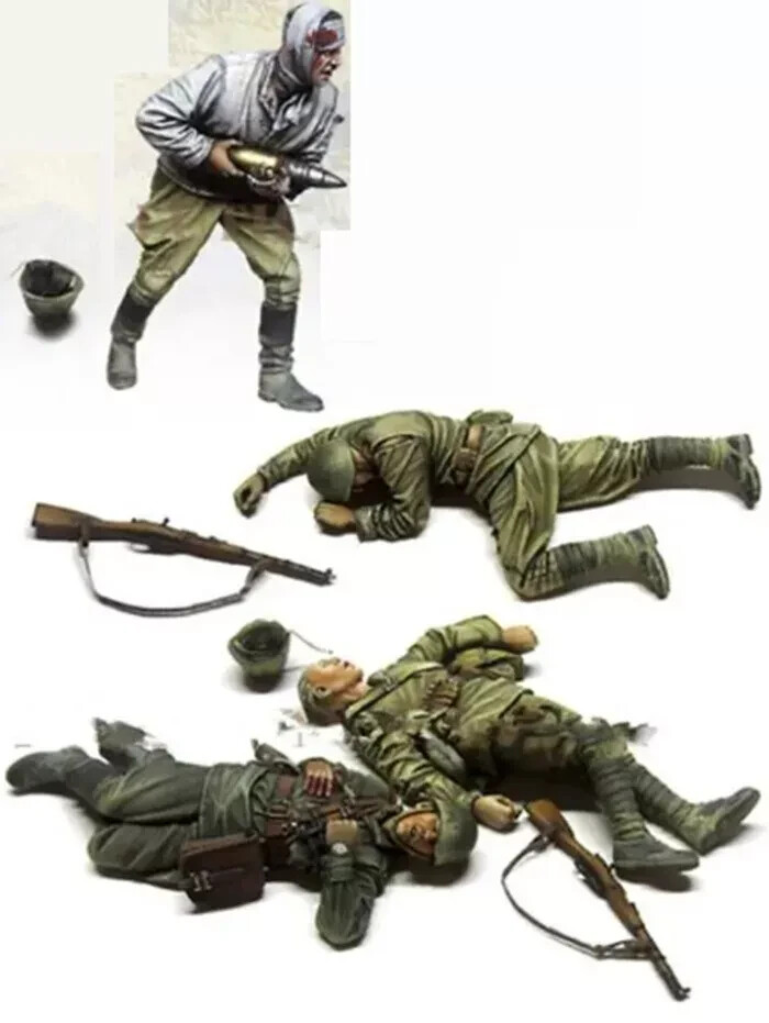 1/35 Resin Figure Model Kit Soviet Artillery Soldiers Wounded Dead WW2 Unpainted