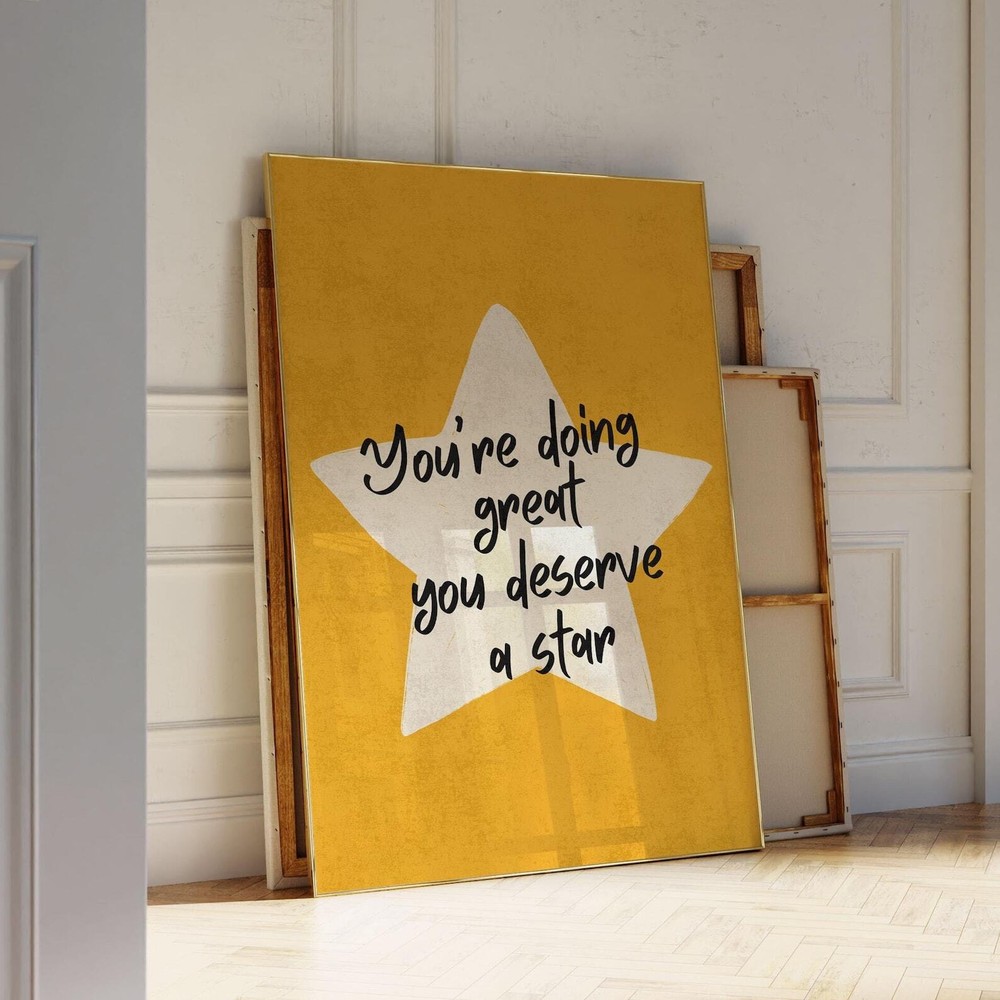Trendy Motivational Star Wall Art Aesthetic Home Decor Uplifting Print For