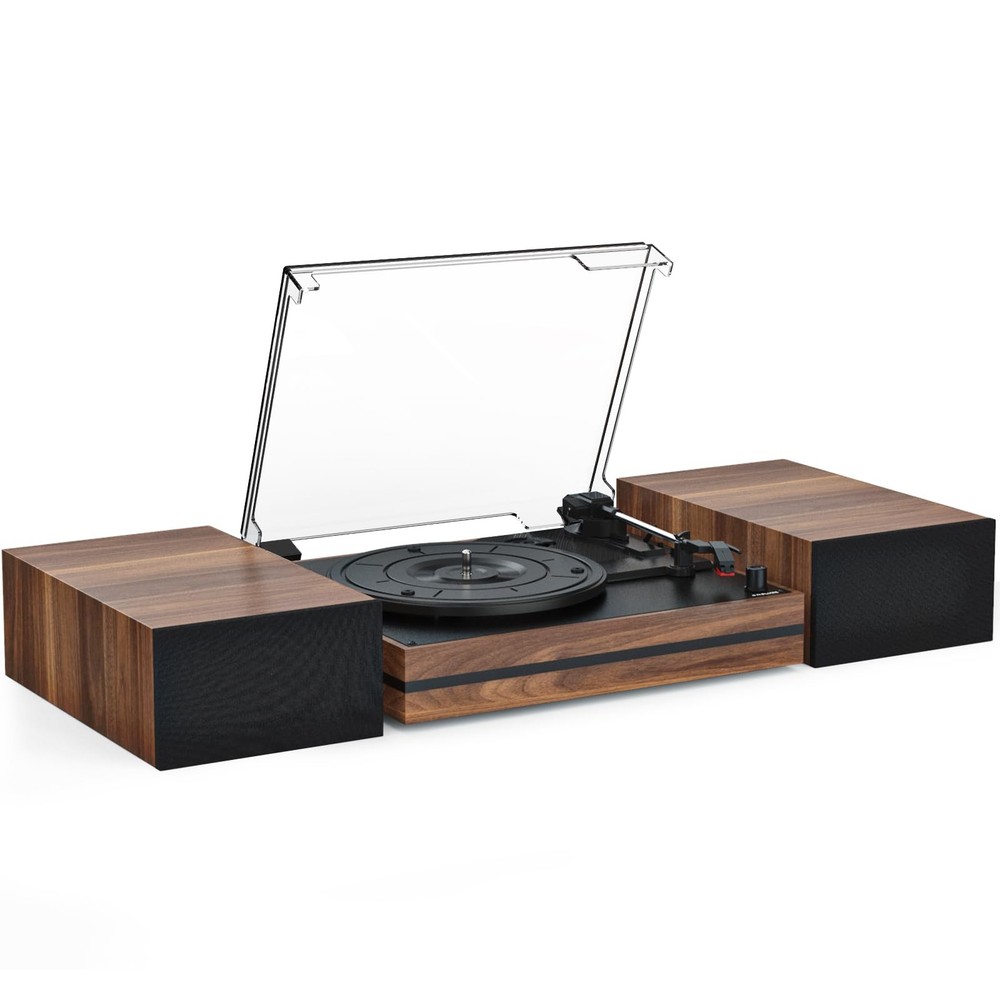 Vintage Vinyl Record Player with Built-in Speakers for Classic LPs and External Connectivity