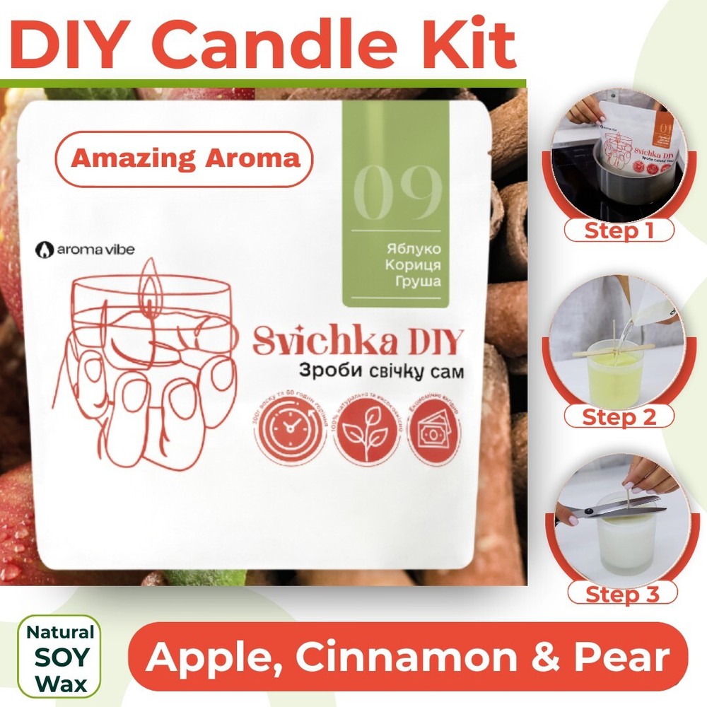DIY Candle Making Kit. Apple, Cinnamon & Pear | Natural Soy Wax | Handmade
