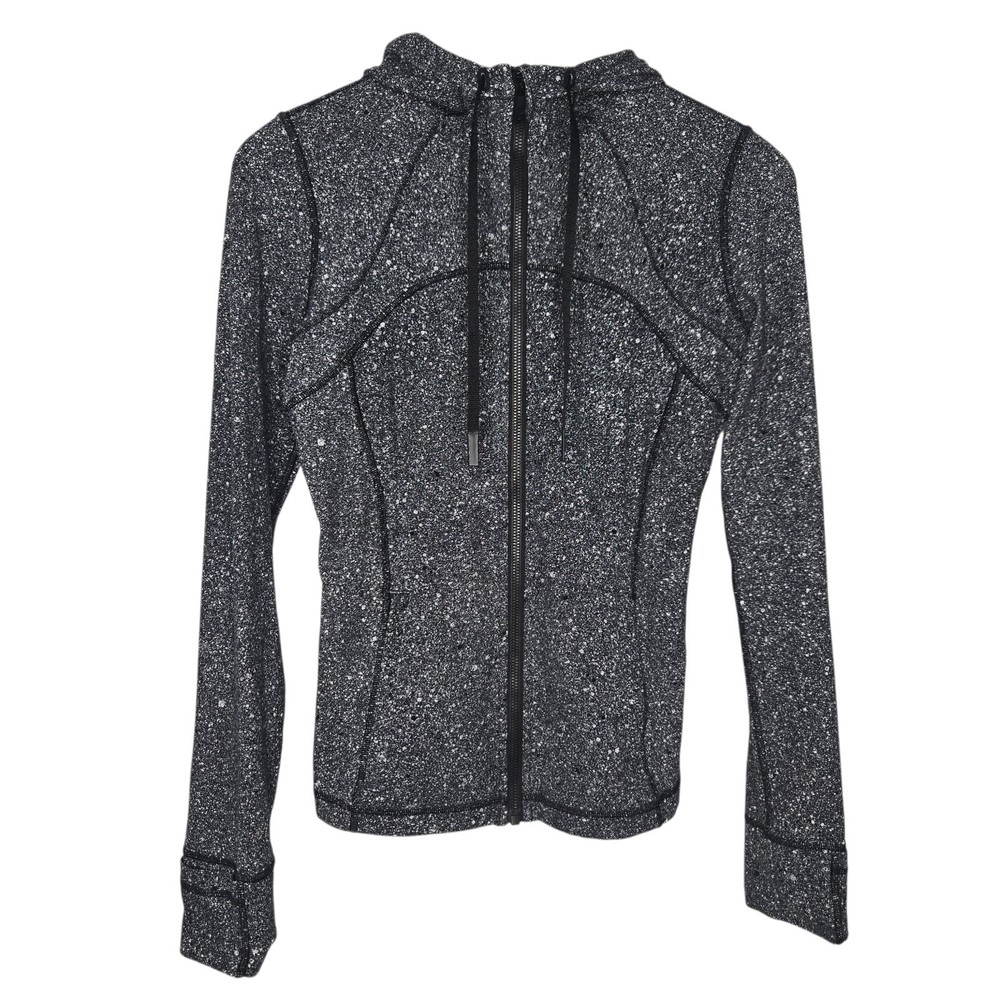 Lululemon Womens Luminesce Splatter White Black Hooded Define Jacket Size 6
