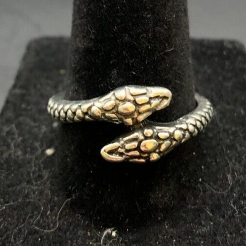 Vintage Antique Silver Tone Snake Ring - Size 8.5