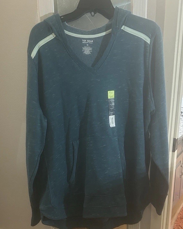 Women’s Teal Tek Gear Pull Over Fleece Sweater Size 1X New With Tags