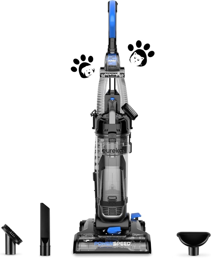 Eureka PowerSpeed Pet Turbo Bagless Upright Vacuum Cleaner in Black
