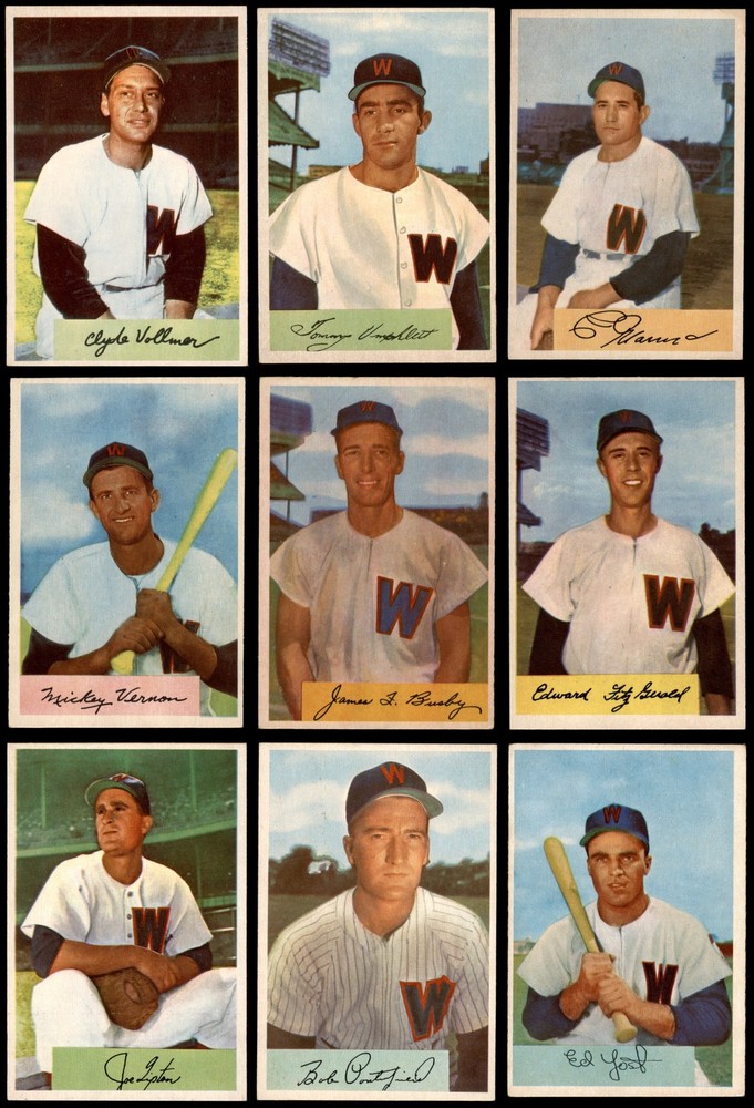 1954 Bowman Washington Senators Team Set 5 in Excellent Condition 6910788