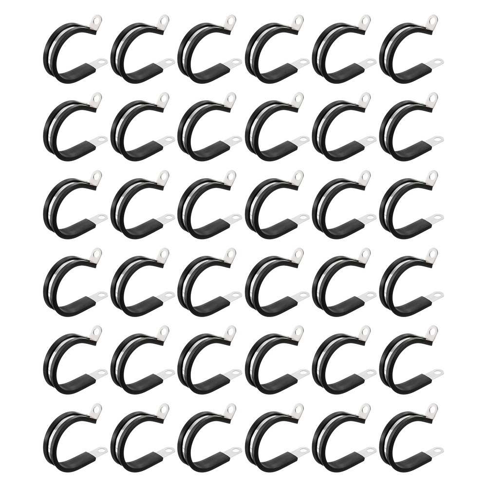 50pcs Stainless Steel Cable Clamps 1-1/2 Inch Rubber Cushioned Insulated Clamp